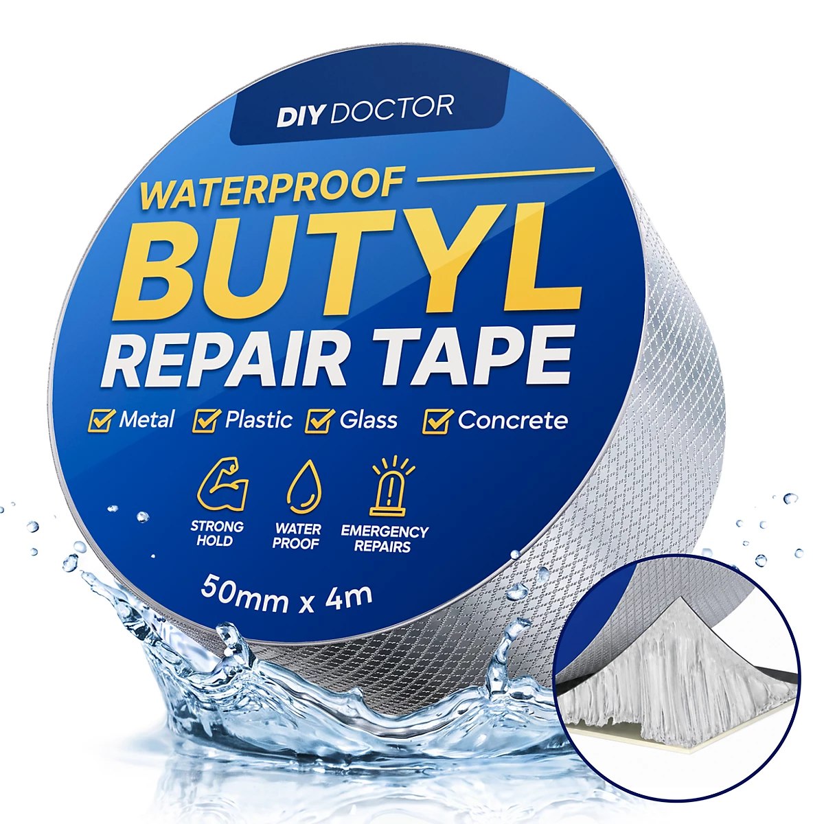 DIY Doctor 50mm x 4m Butyl Waterproof Tape Silver Roof Sealant Strip with Foil Backing 39 image 11