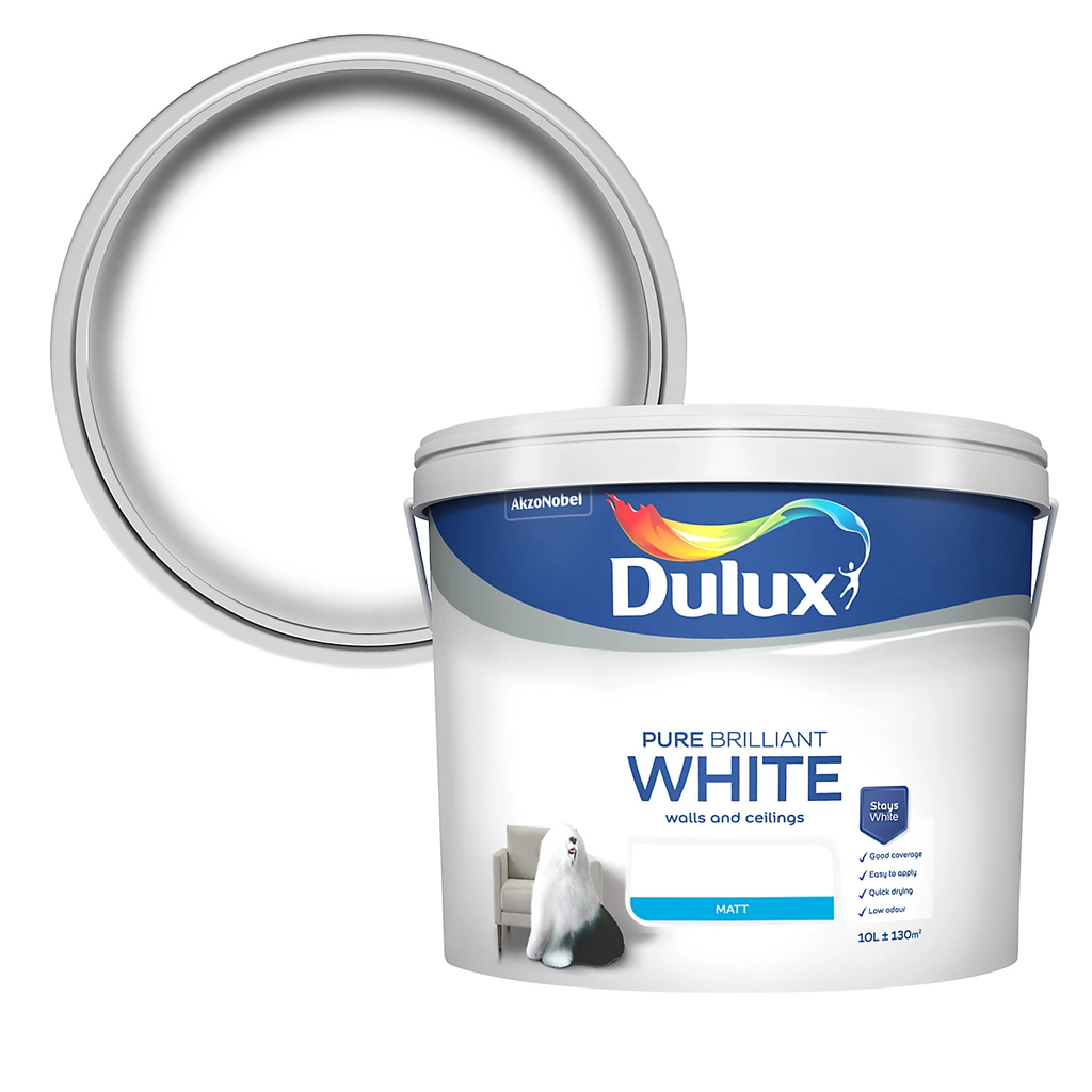 Dulux Walls & Ceilings Pure Brilliant White Matt Emulsion paint, 10L 27 image 24